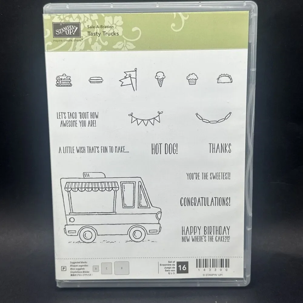 Stampin Up TASTY TRUCKS Clear Photopolymer Stamp Set ~ Ice Cream Tacos NEW